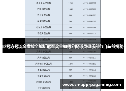 欧冠夺冠奖金发放全解析冠军奖金如何分配球员俱乐部各自获益揭秘